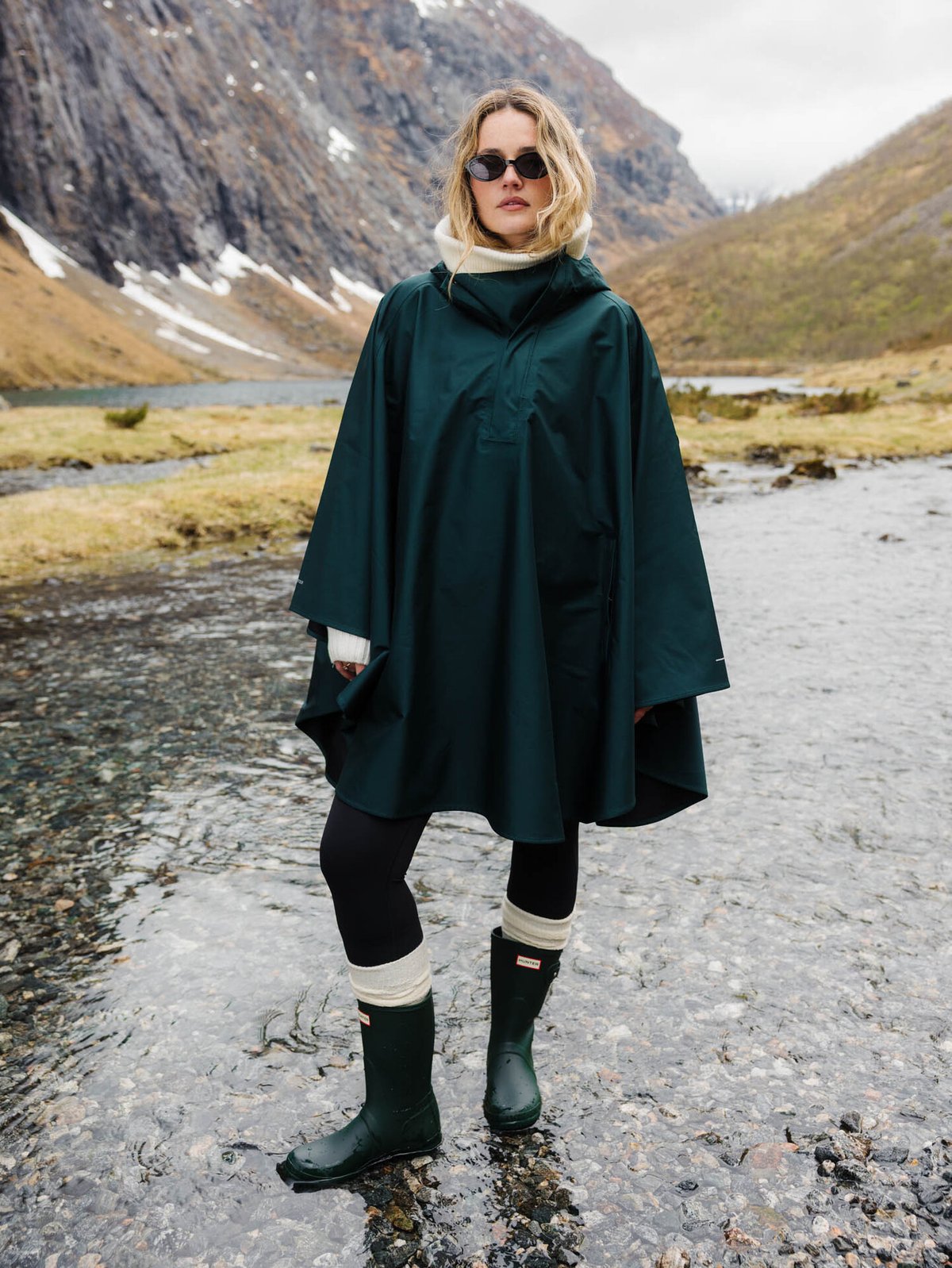 Twentyfour Mode Maya 3-Lags Poncho Dyp grønn