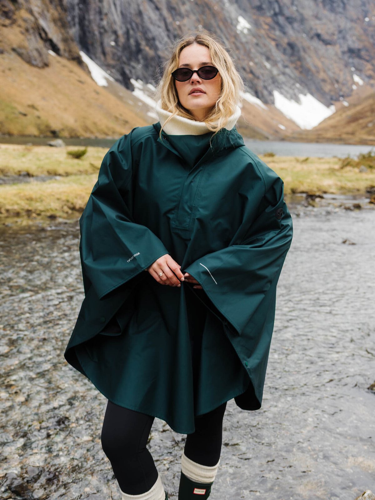 Twentyfour Mode Maya 3-Lags Poncho Dyp grønn