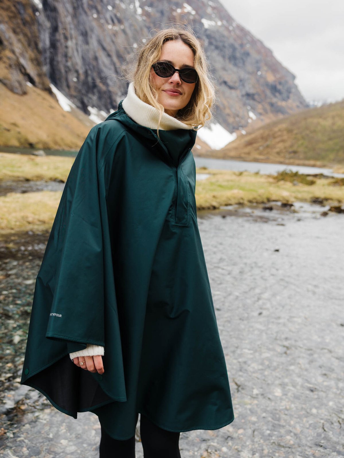 Twentyfour Mode Maya 3-Lags Poncho Dyp grønn