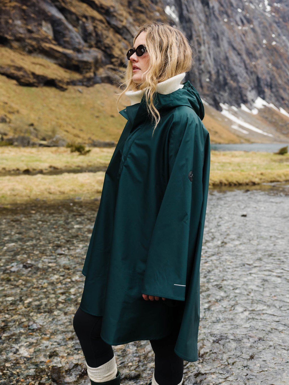 Twentyfour Mode Maya 3-Lags Poncho Dyp grønn