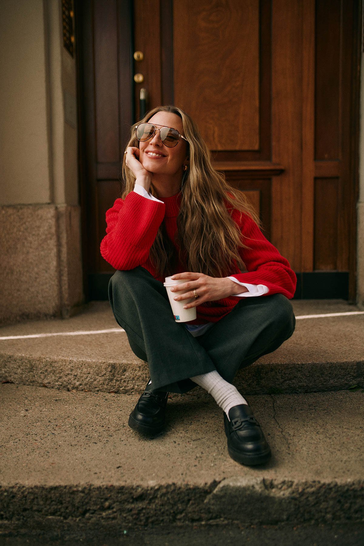 Twentyfour Marte Mode Cozy Strikk Klar rød