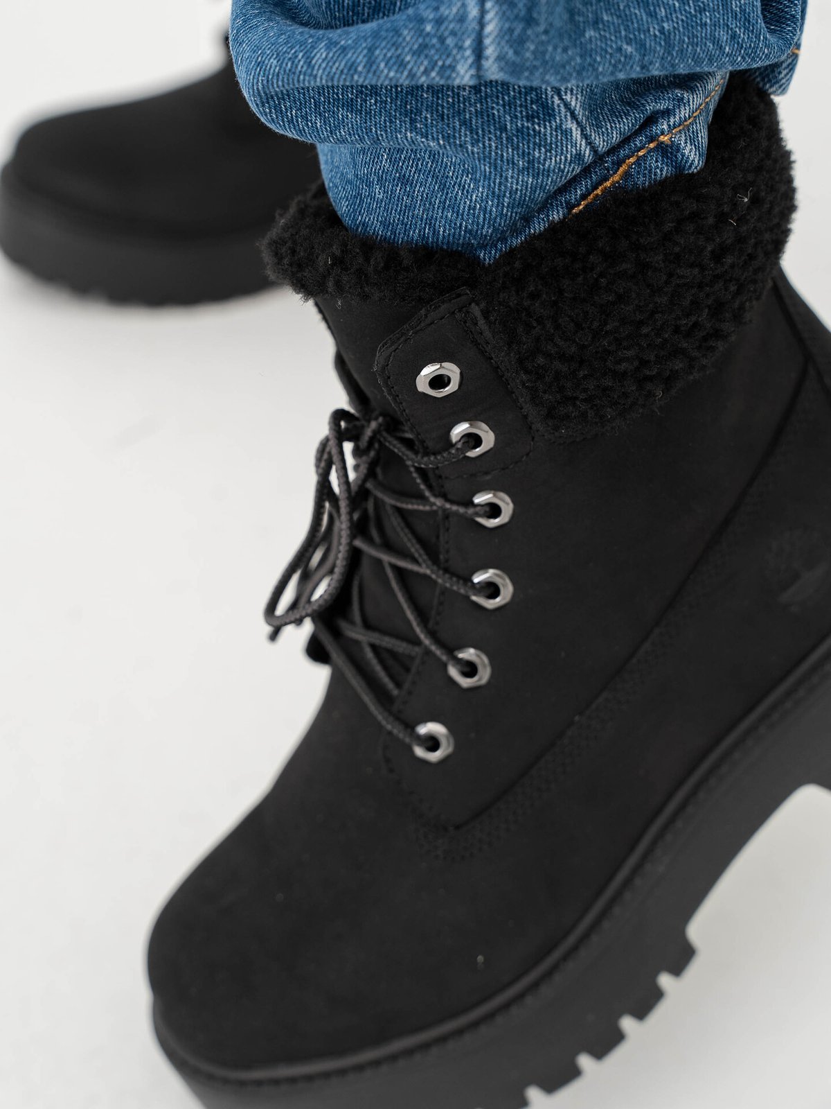 Timberland Stone Street 6 Inch WaterProof Teddy Fleece Black Nubuck