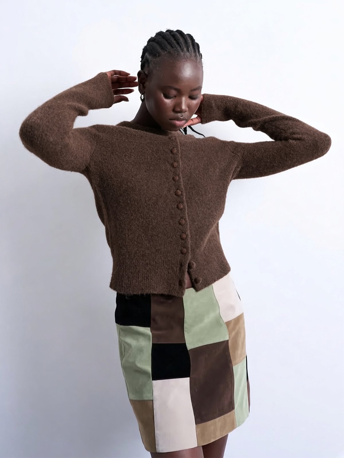 Topshop Sia Knitted Cardigan Chocolate Brown