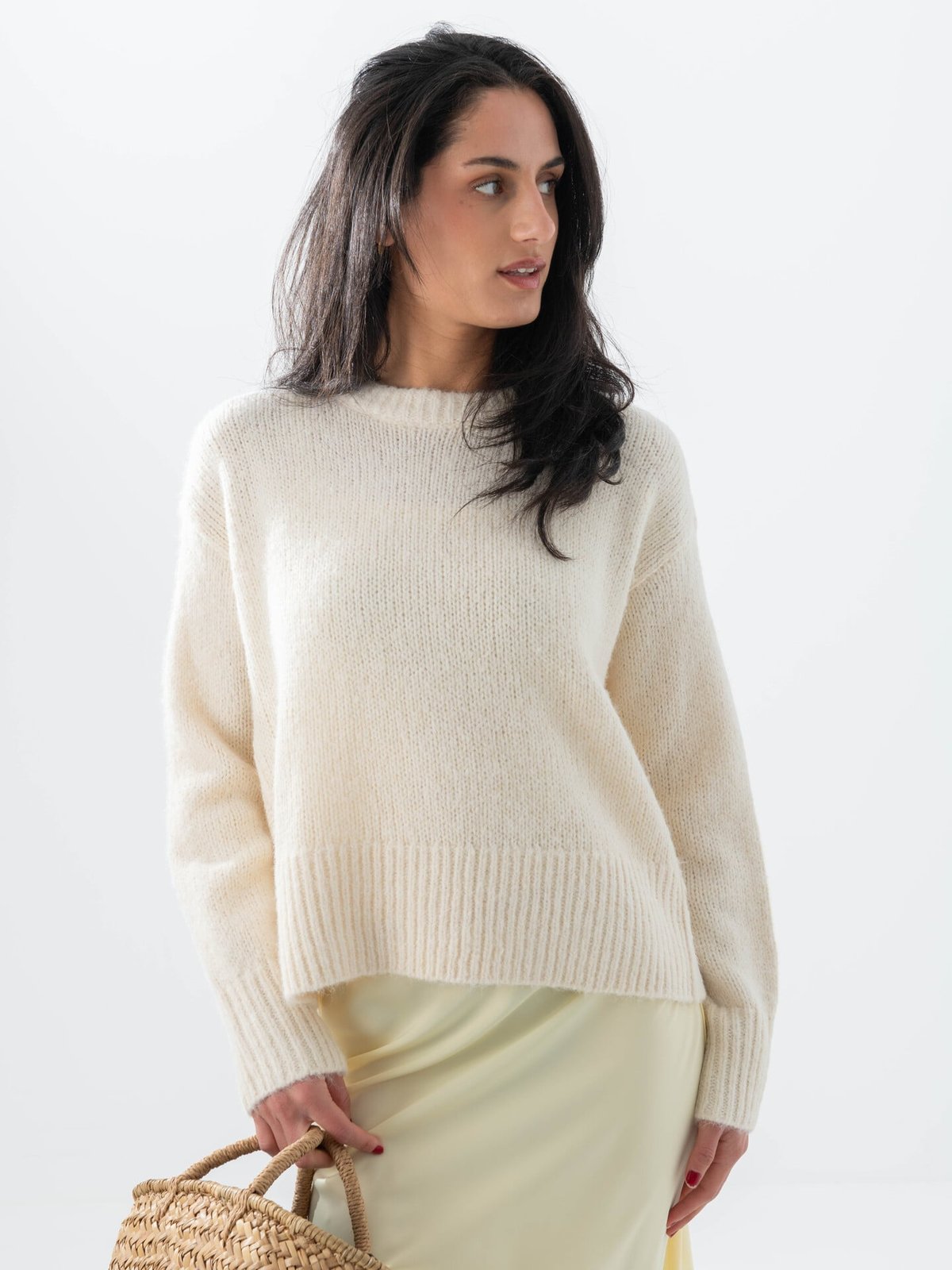 Topshop Ultimate Long Sleeve O-Neck Pullover Snow White