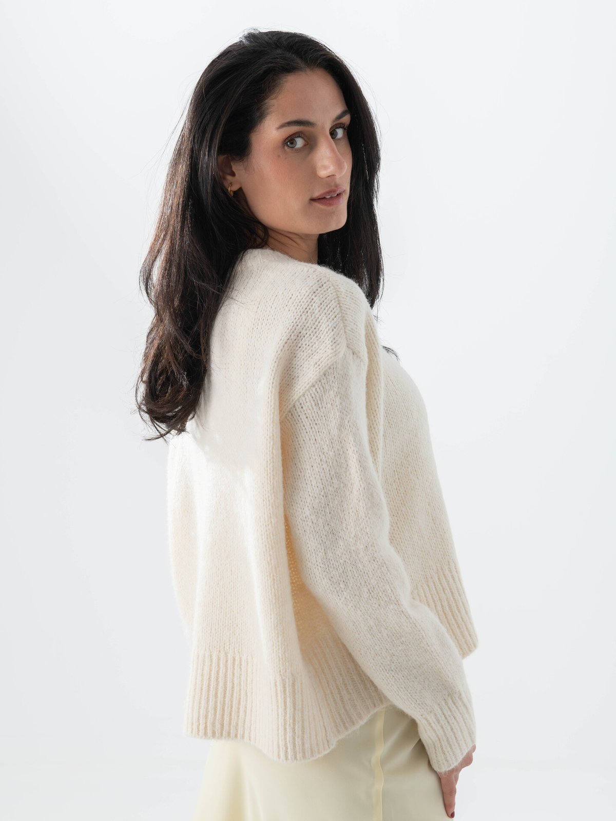 Topshop Ultimate Long Sleeve O-Neck Pullover Snow White
