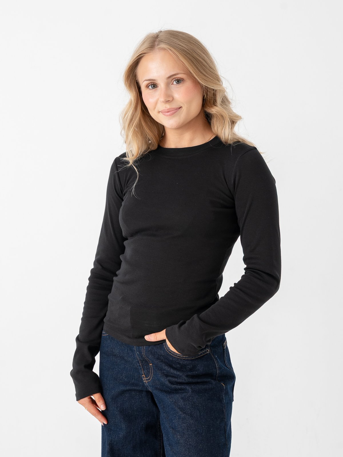 Topshop Everyday Long Sleeve Top Black