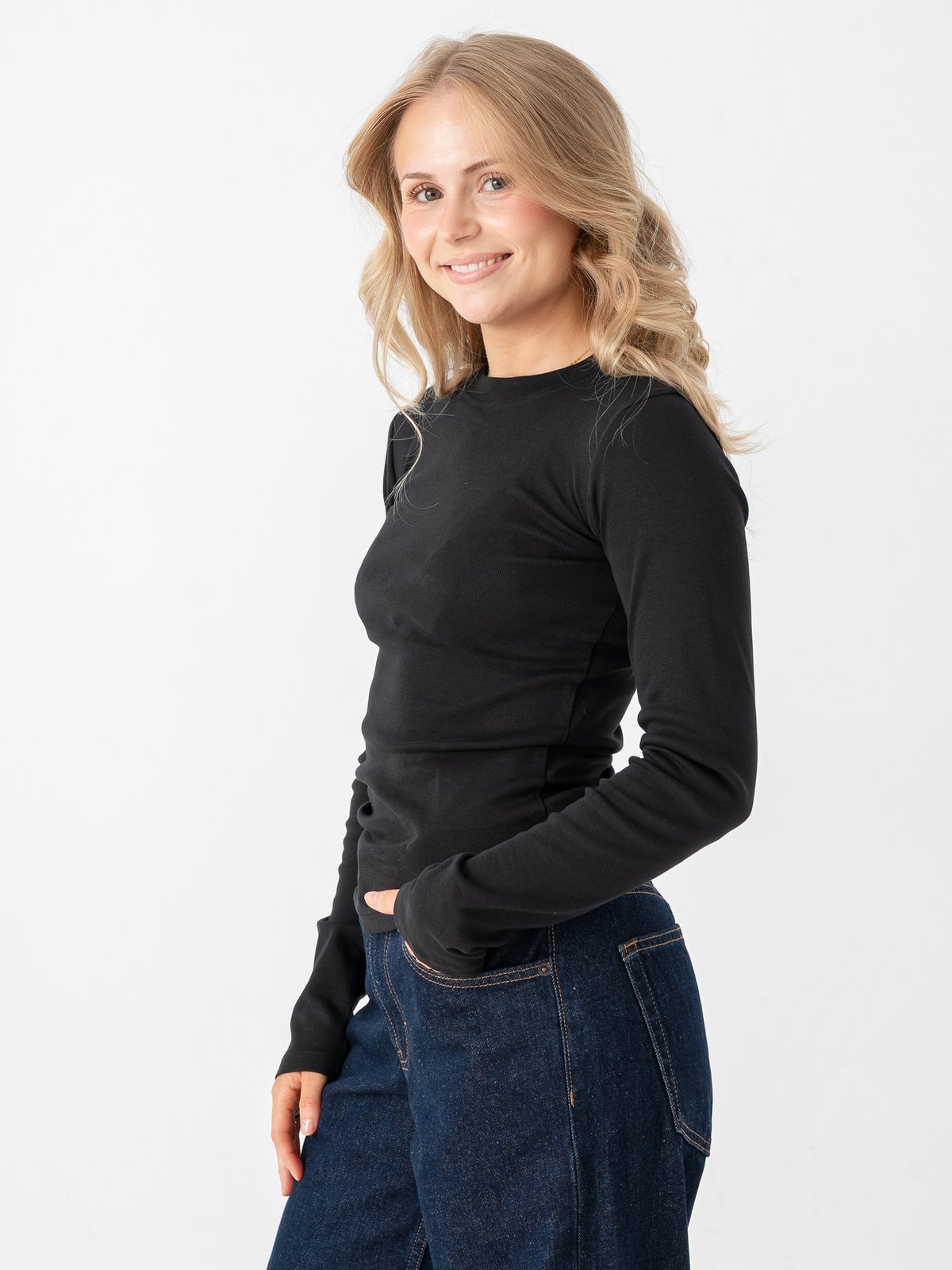 Topshop Everyday Long Sleeve Top Black