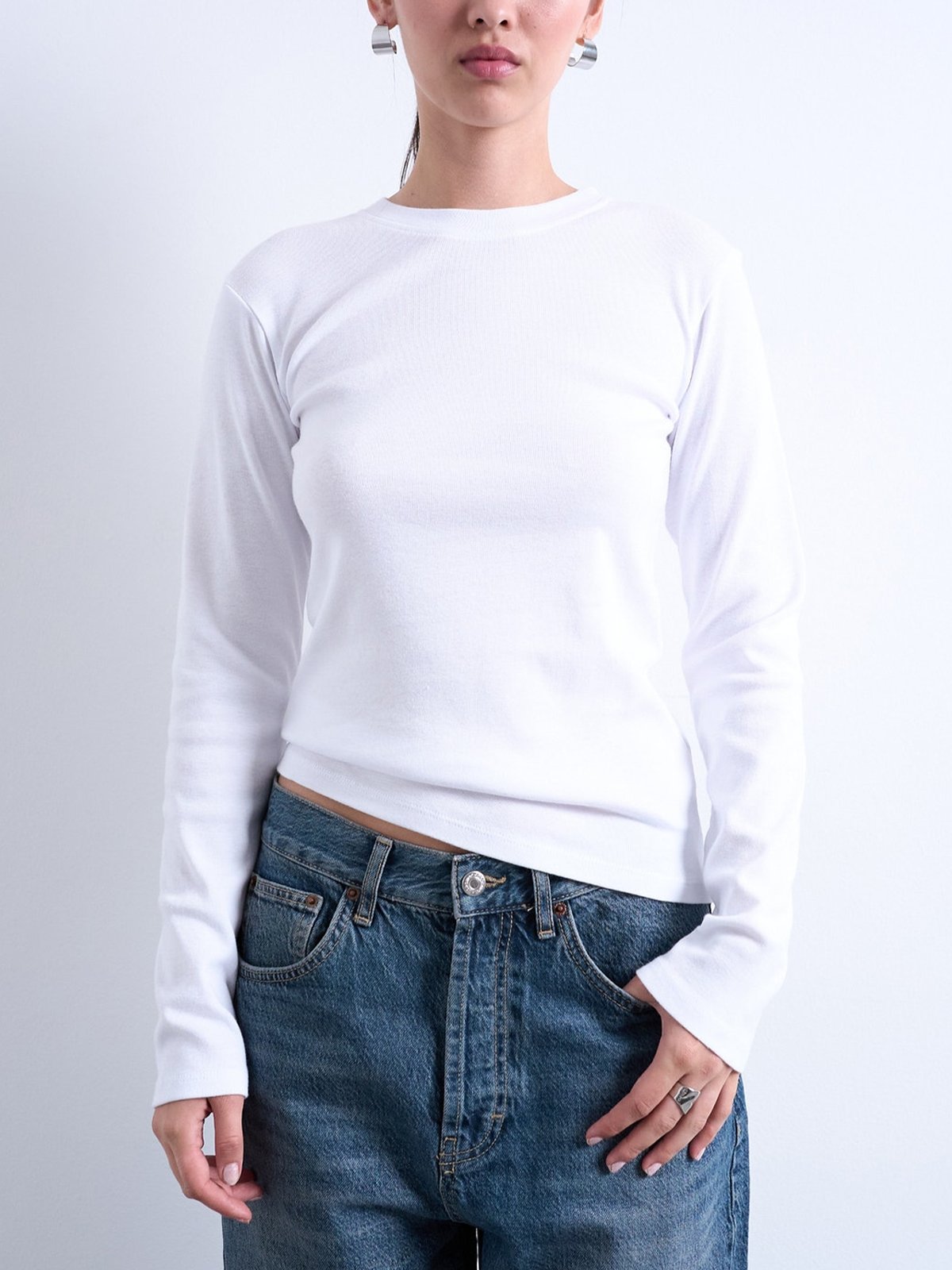 Topshop Everyday Long Sleeve Top White