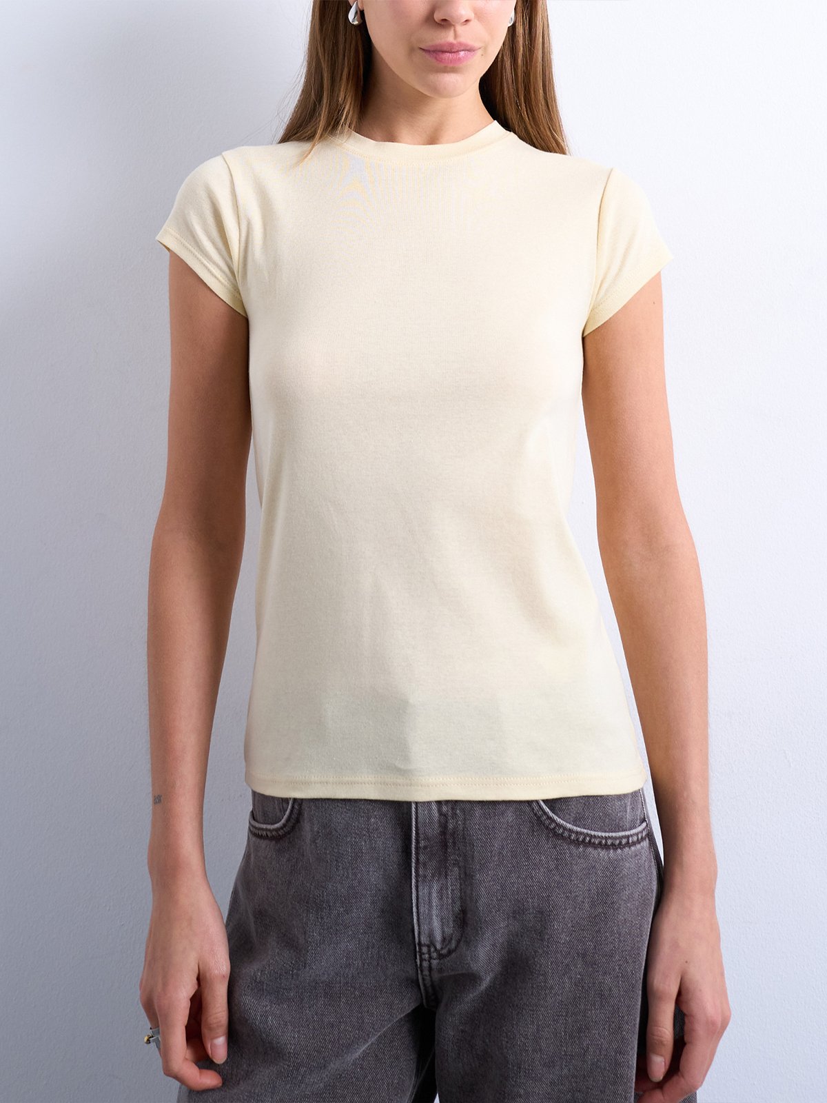 Topshop Everyday Short Sleeve Top Pale Banana