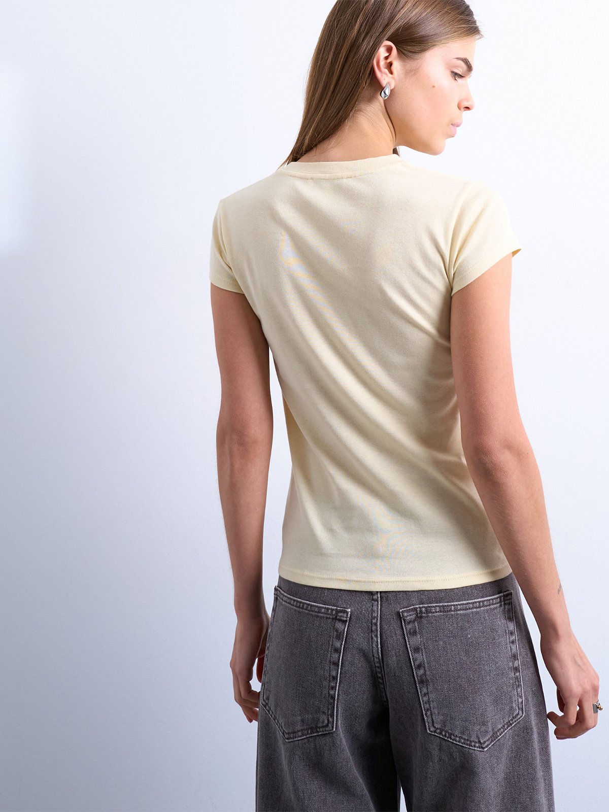 Topshop Everyday Short Sleeve Top Pale Banana