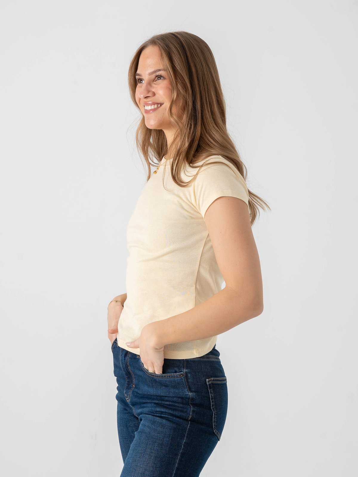 Topshop Everyday Short Sleeve Top Pale Banana