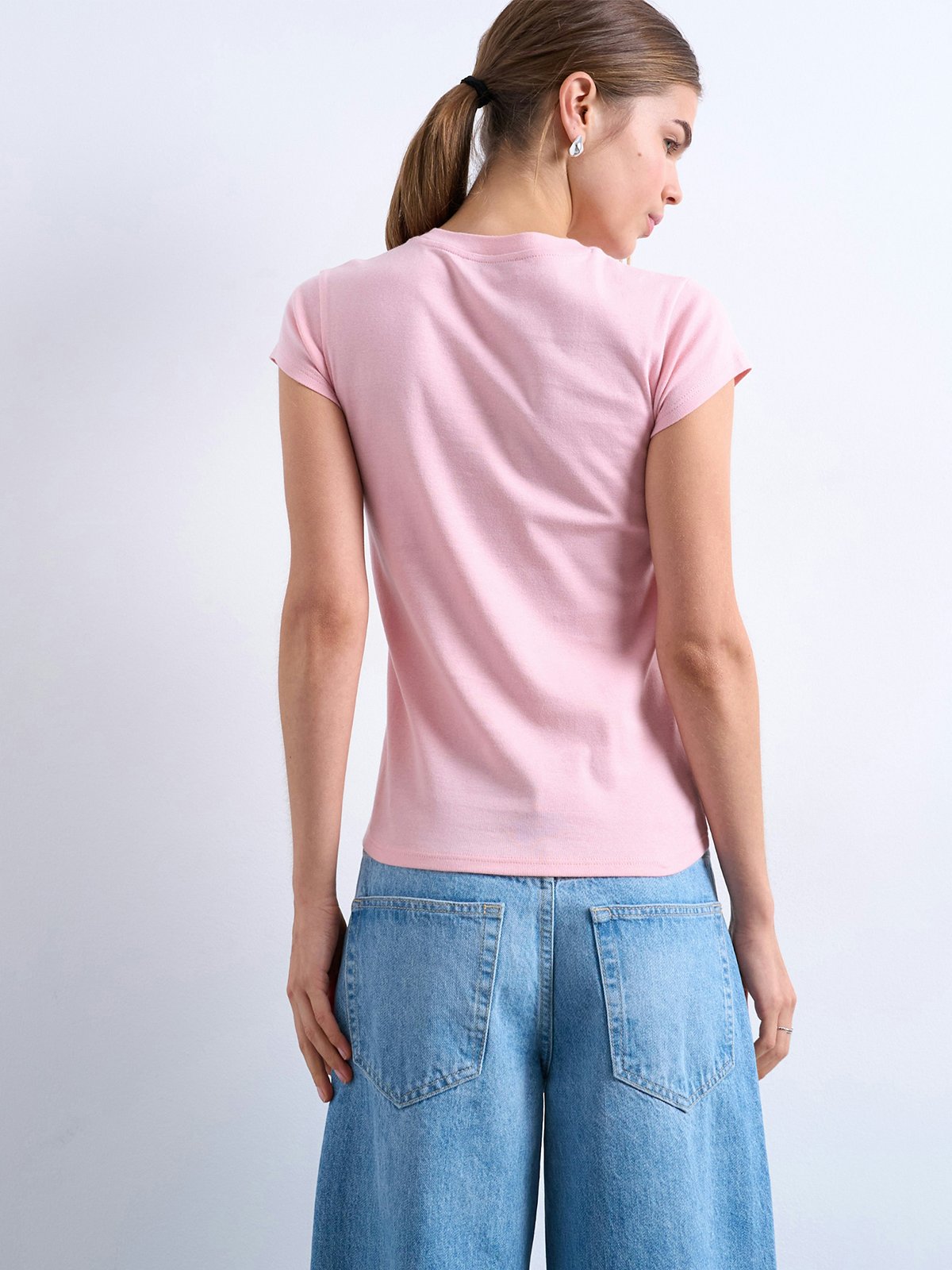 Topshop Everyday Short Sleeve Top Pink Cosmos
