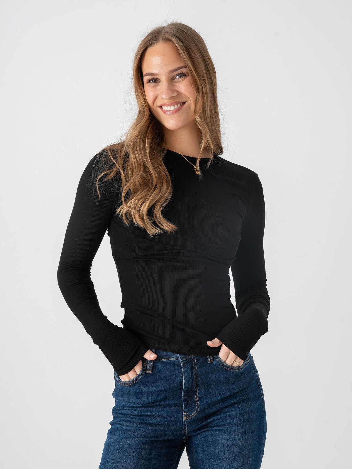 Topshop Premium Long Sleeve Top Black