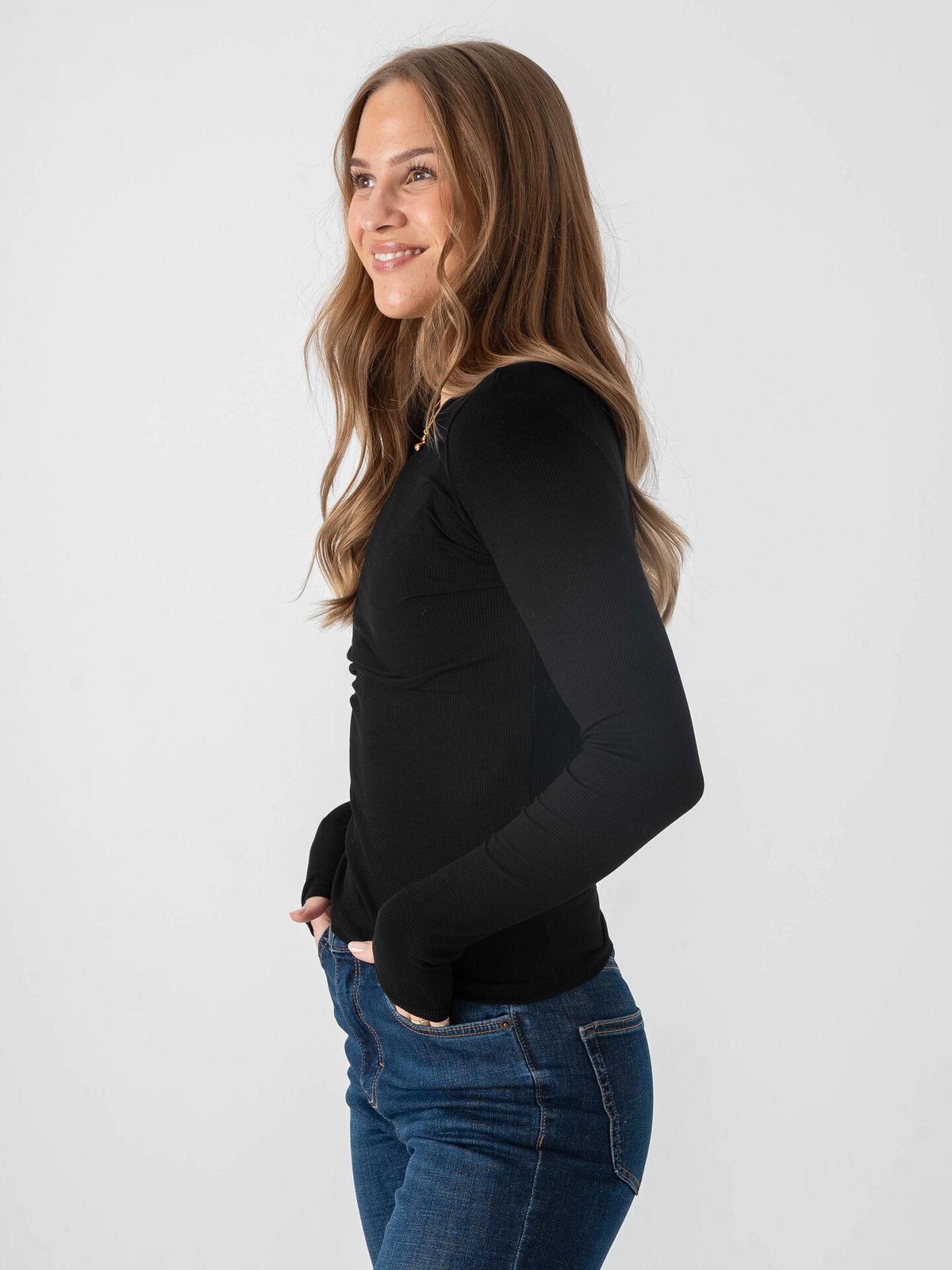 Topshop Premium Long Sleeve Top Black