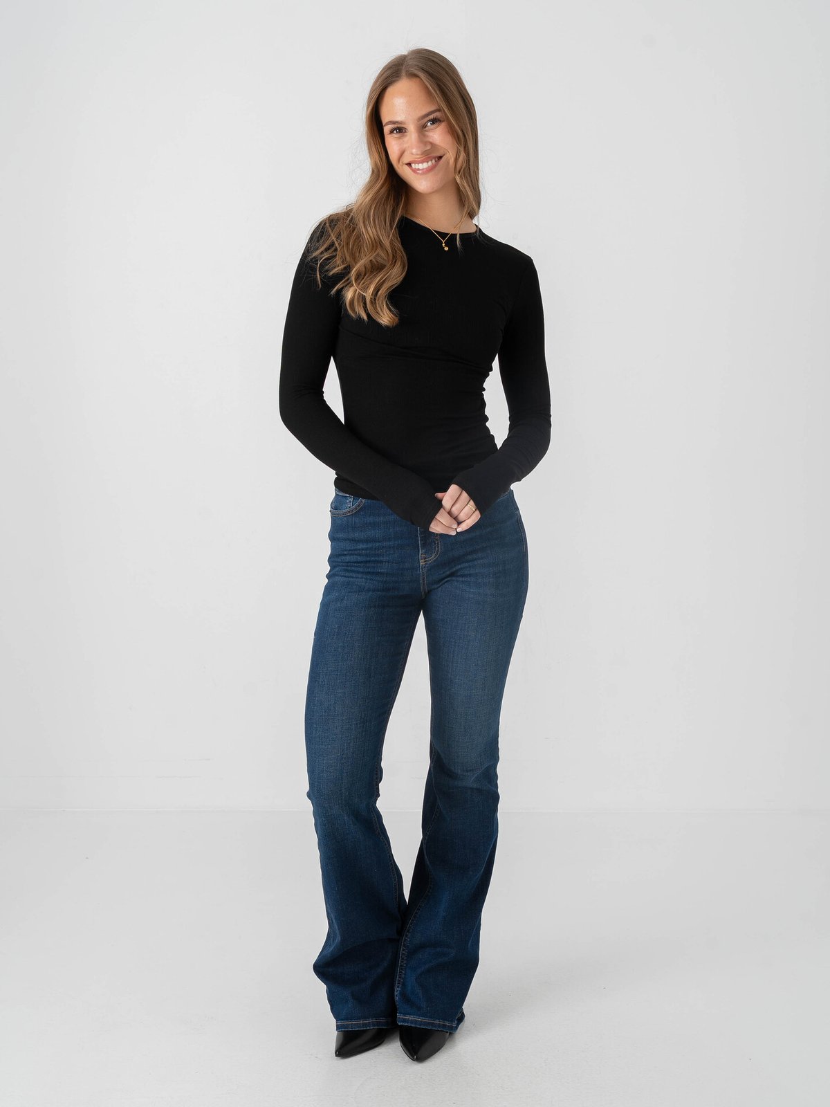 Topshop Premium Long Sleeve Top Black