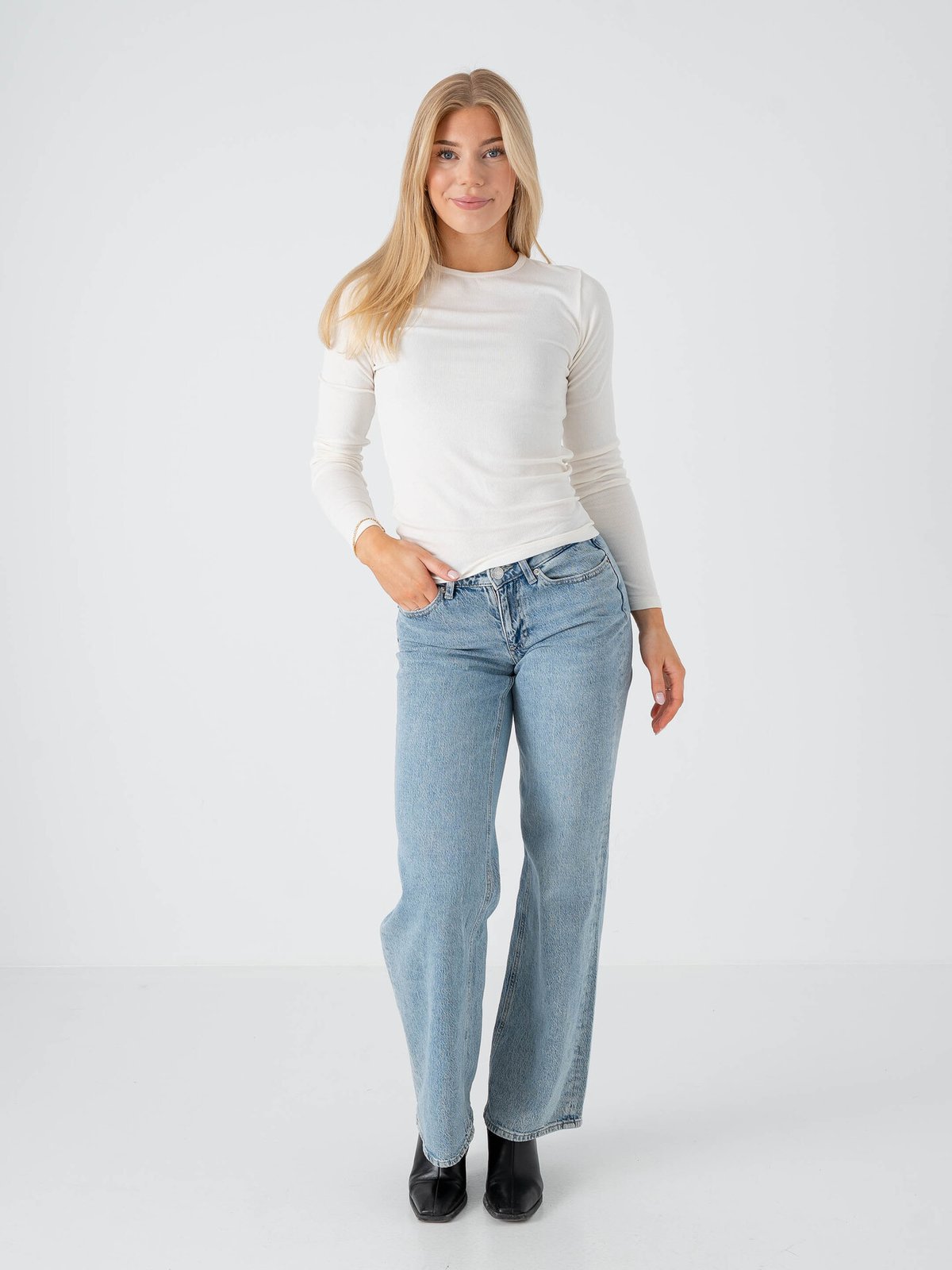 Topshop Premium Long Sleeve Top Snow White