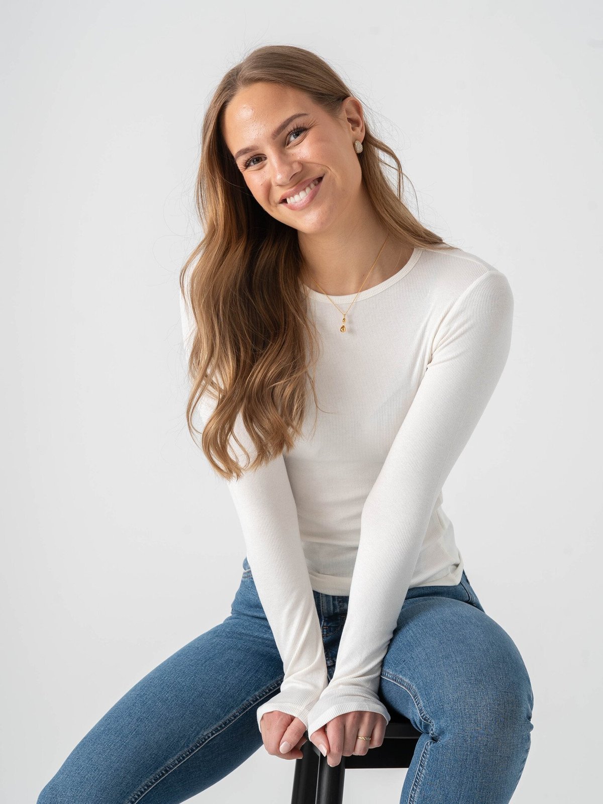 Topshop Premium Long Sleeve Top Snow White