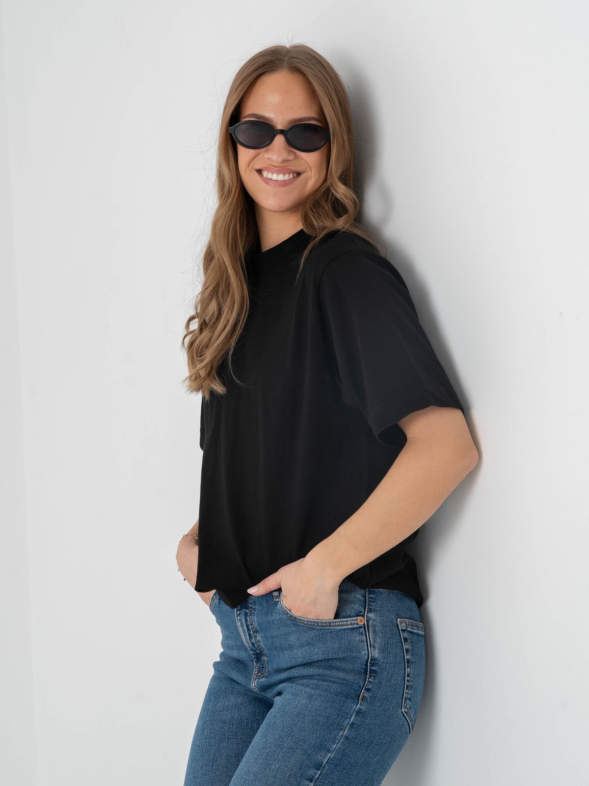 Topshop Premium Short Sleeve Basic Top Black
