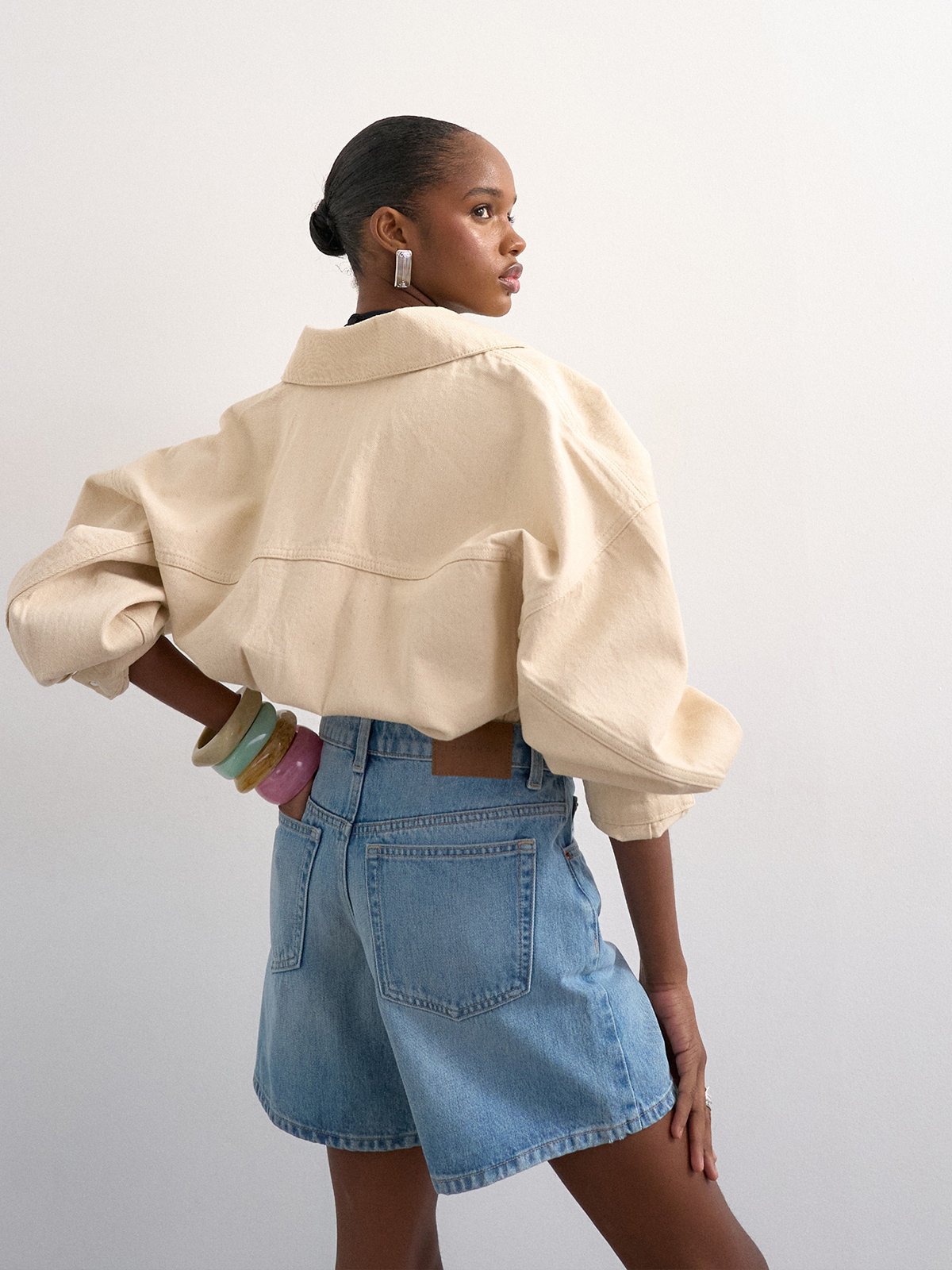 Topshop Vigga Highrise Denim Shorts Light Blue Denim