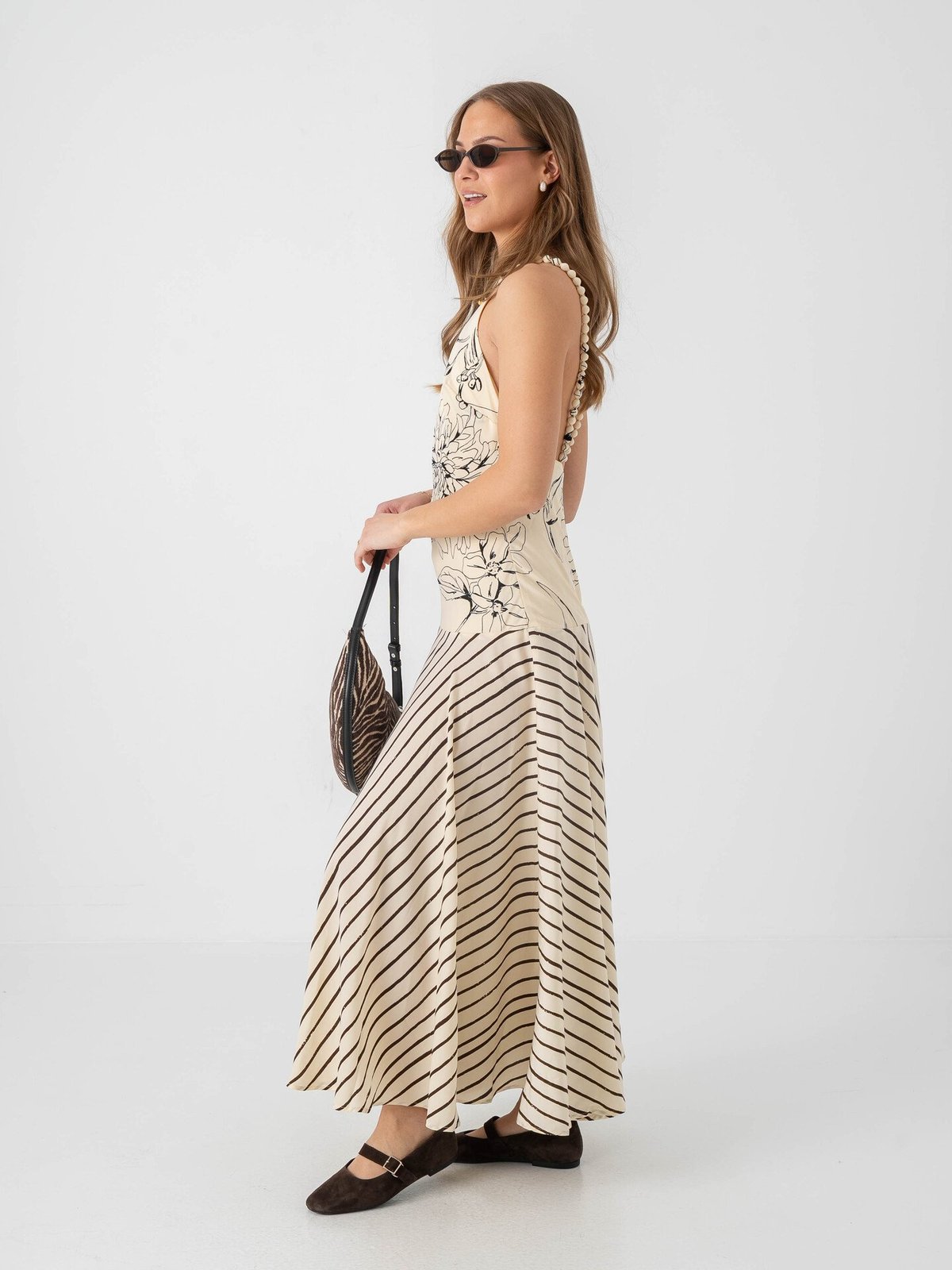 Topshop Mille Short Sleeve Maxi Dress Oyster White