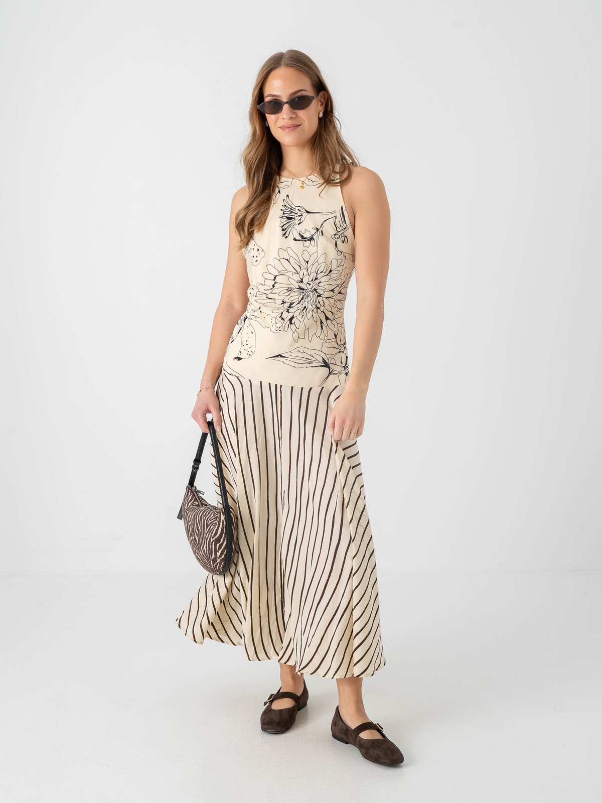 Topshop Mille Short Sleeve Maxi Dress Oyster White