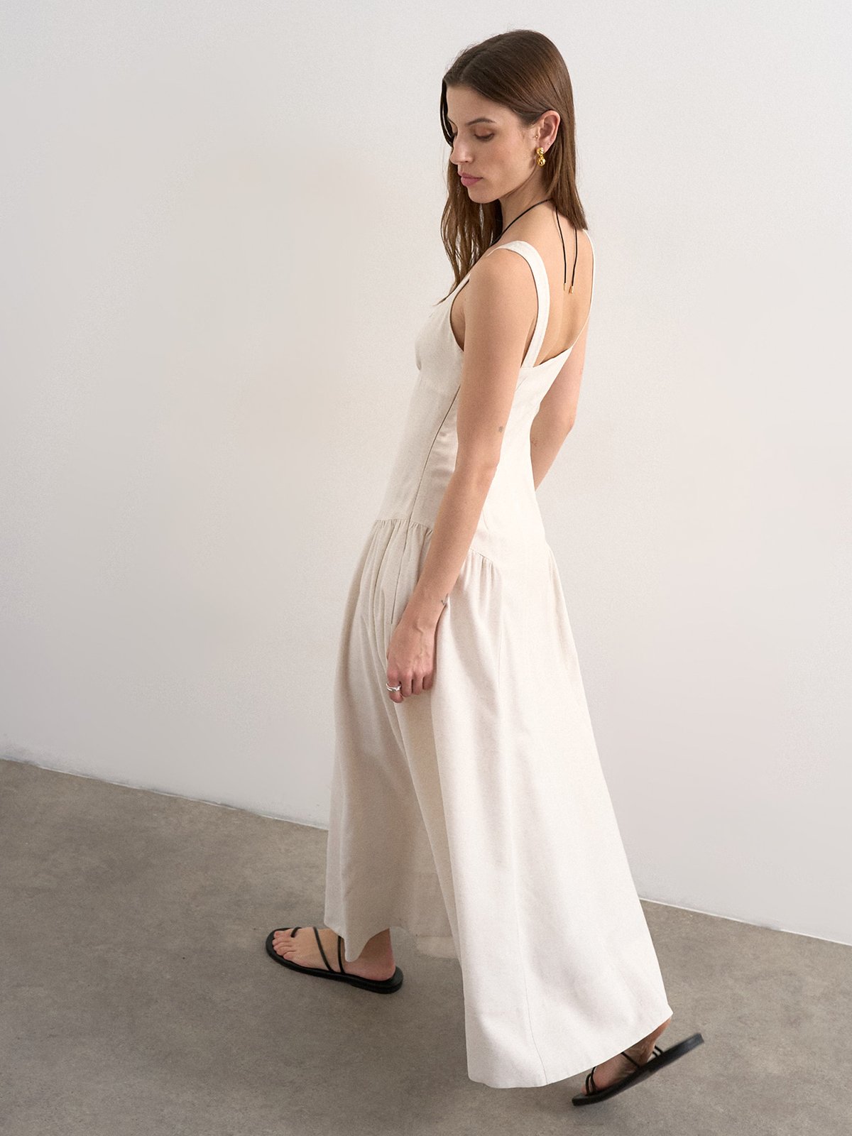 Topshop Viola Short Sleeve Maxi Dress Natural