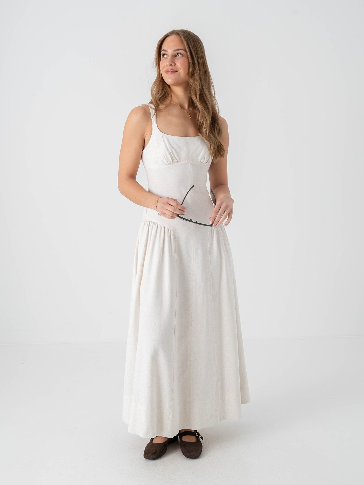 Topshop Viola Short Sleeve Maxi Dress Natural