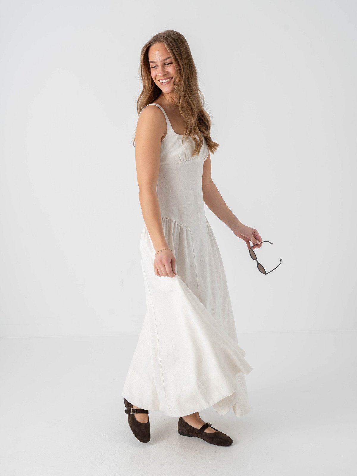 Topshop Viola Short Sleeve Maxi Dress Natural