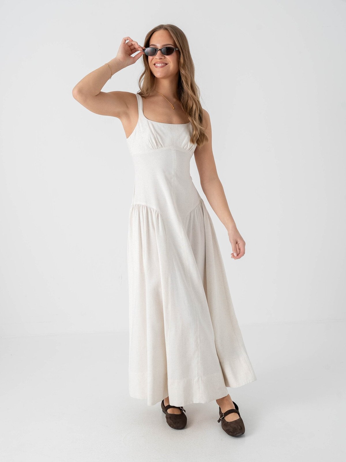 Topshop Viola Short Sleeve Maxi Dress Natural