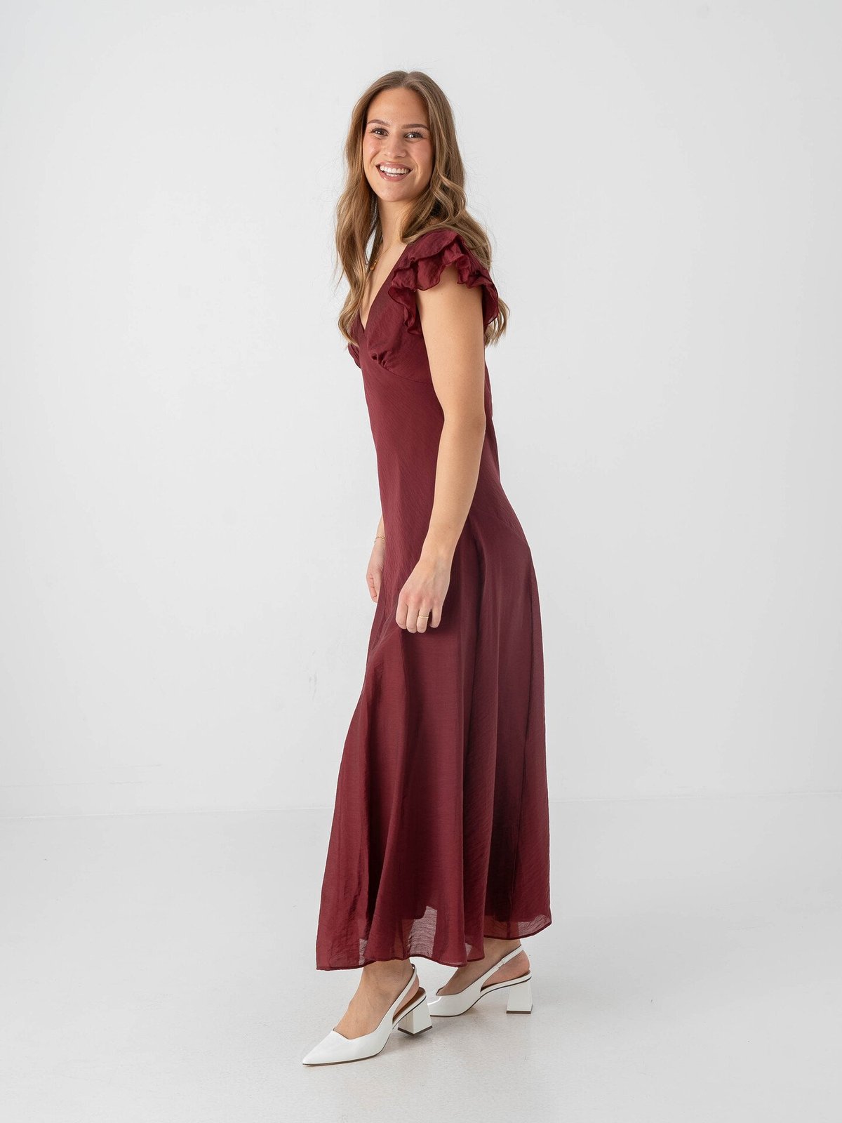 Topshop Saga Short Sleeve Maxi Dress Oxblood Red
