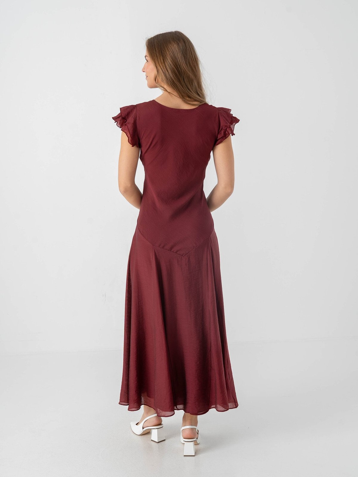 Topshop Saga Short Sleeve Maxi Dress Oxblood Red