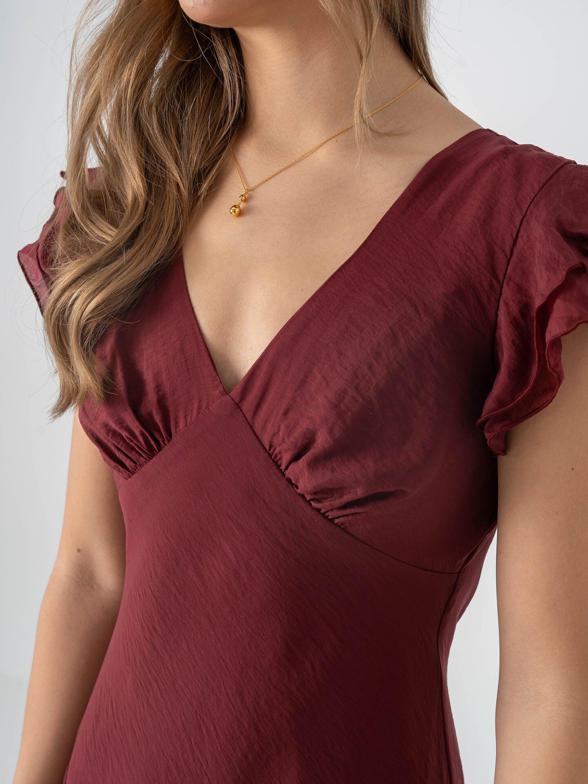 Topshop Saga Short Sleeve Maxi Dress Oxblood Red