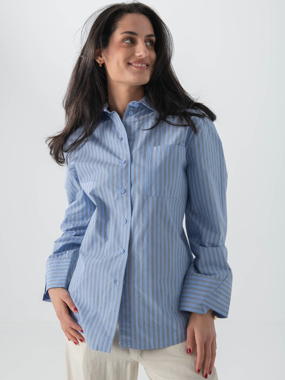Topshop Demi Long Sleeve Oversized Shirt Navy Blazer