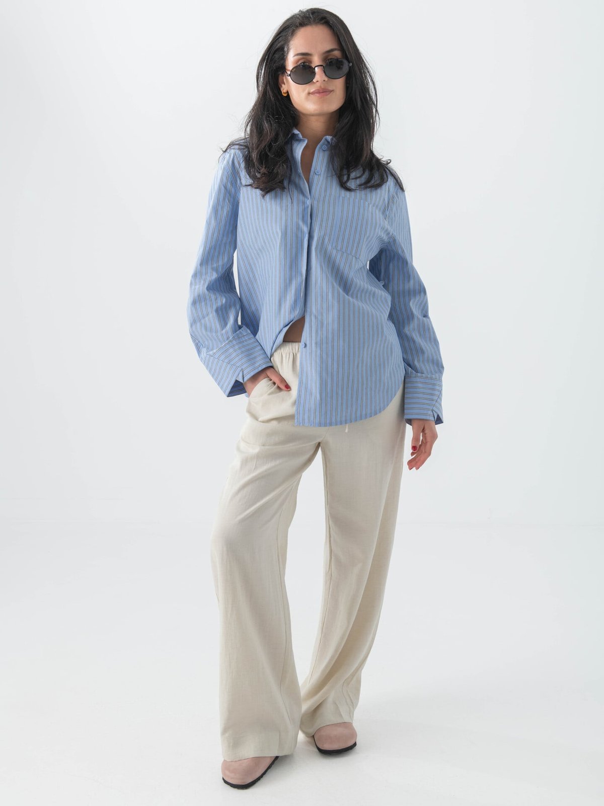 Topshop Demi Long Sleeve Oversized Shirt Navy Blazer