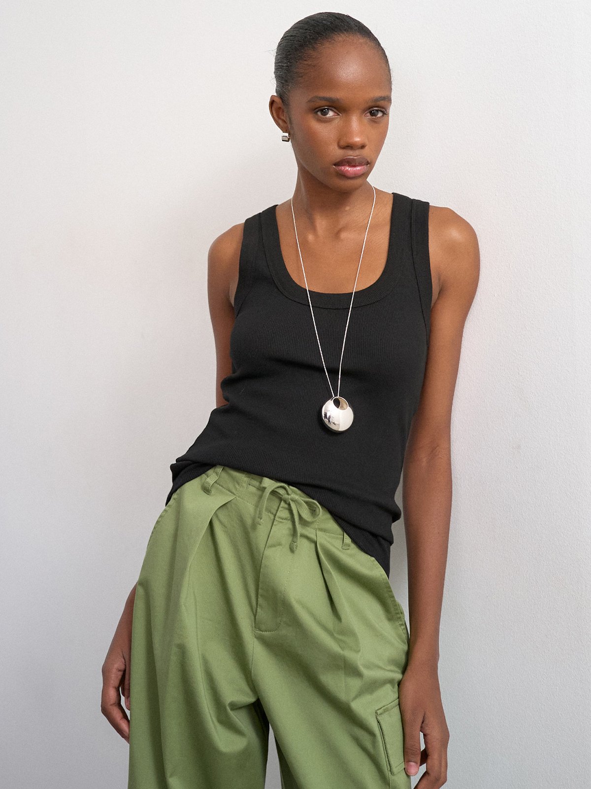 Topshop Honey Short Sleeve U-Neck Vest Black