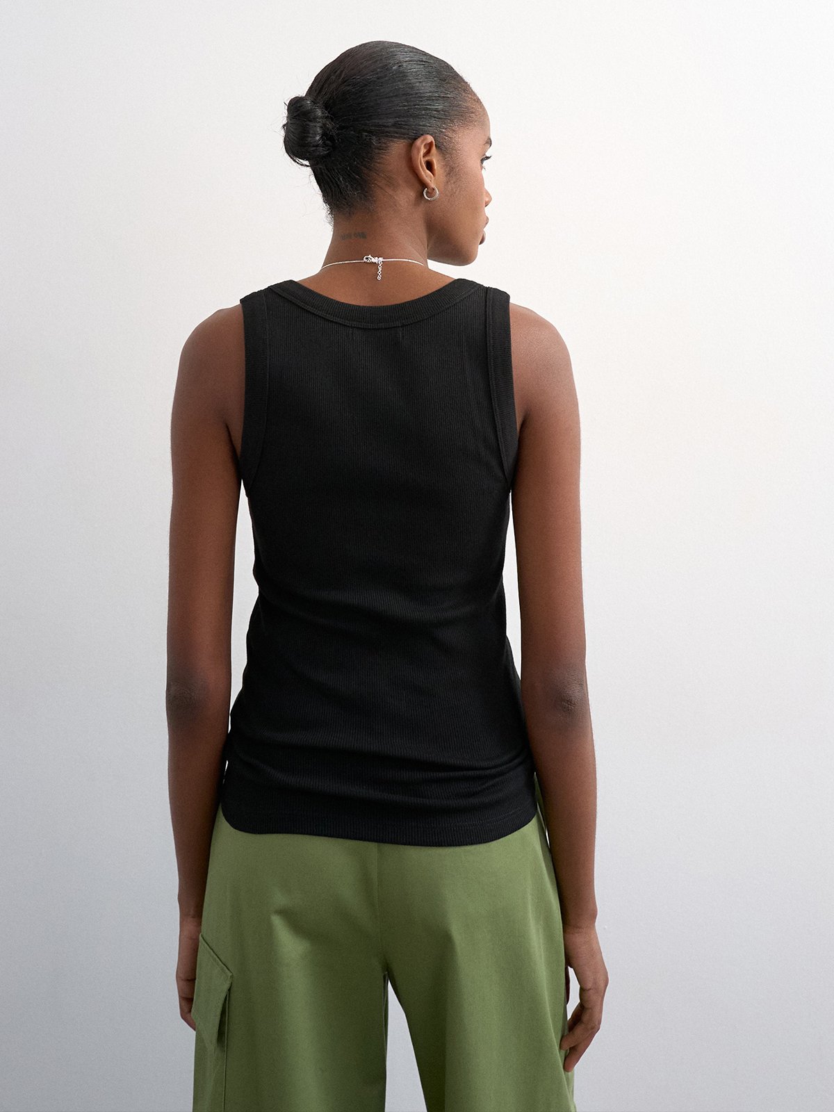 Topshop Honey Short Sleeve U-Neck Vest Black