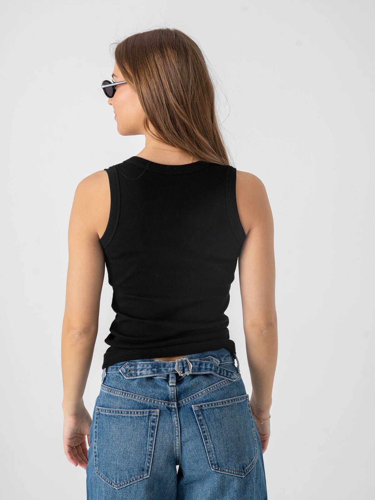 Topshop Honey Short Sleeve U-Neck Vest Black