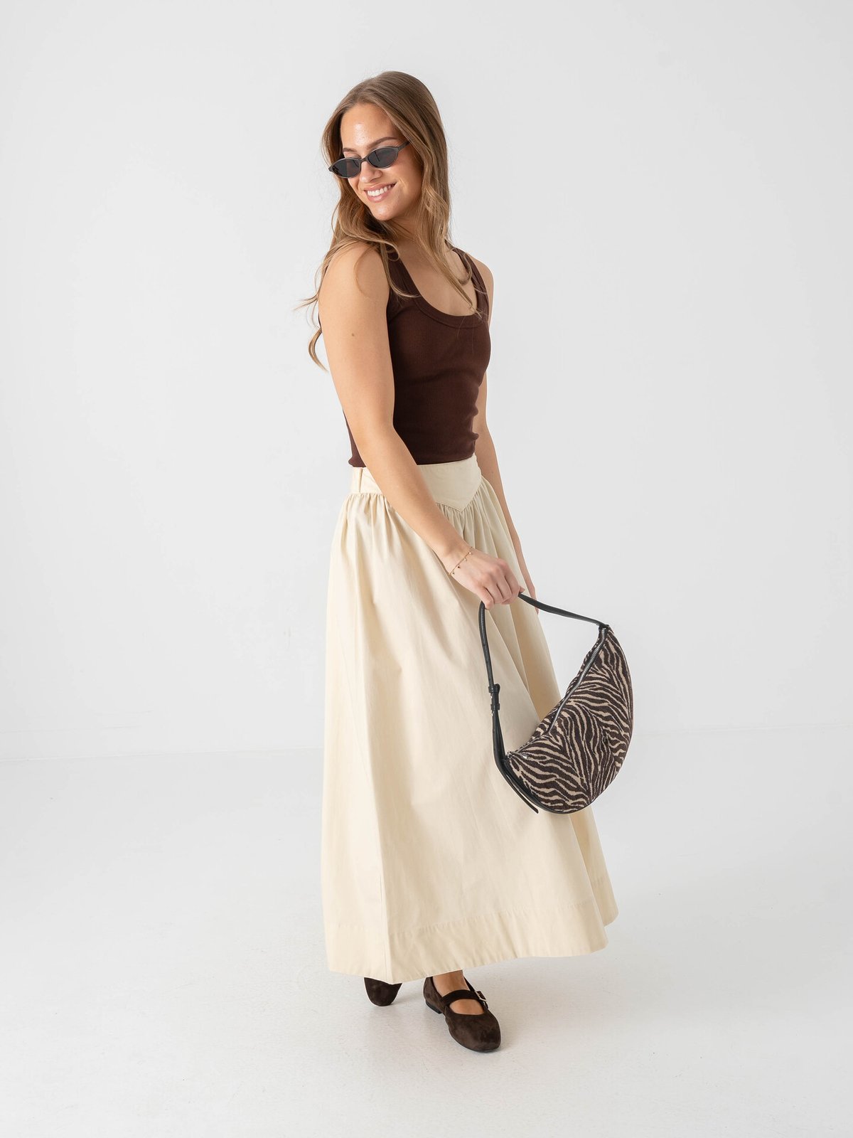 Topshop Honey Short Sleeve U-Neck Vest Chocolate Brown