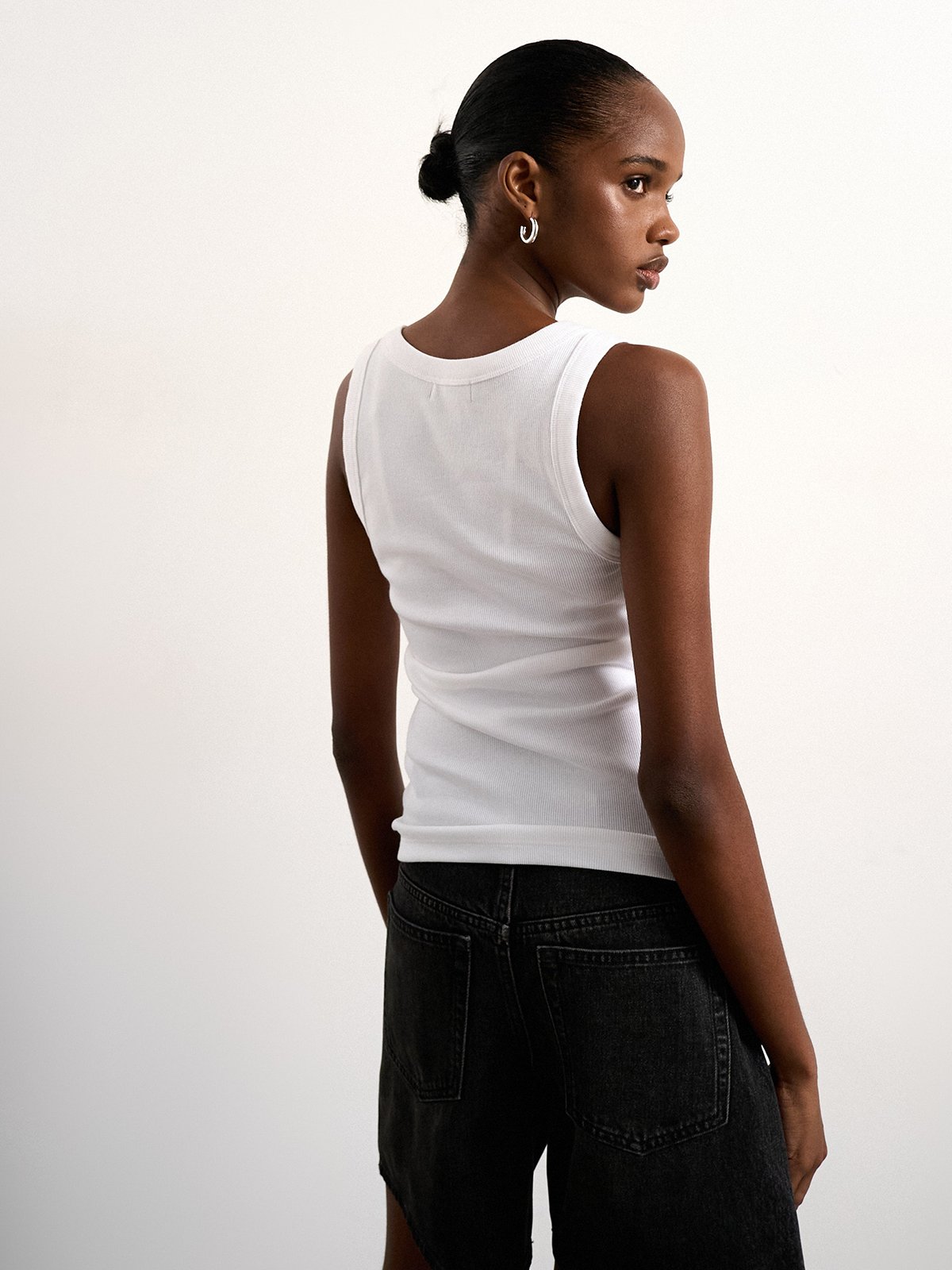 Topshop Honey Short Sleeve U-Neck Vest Snow White