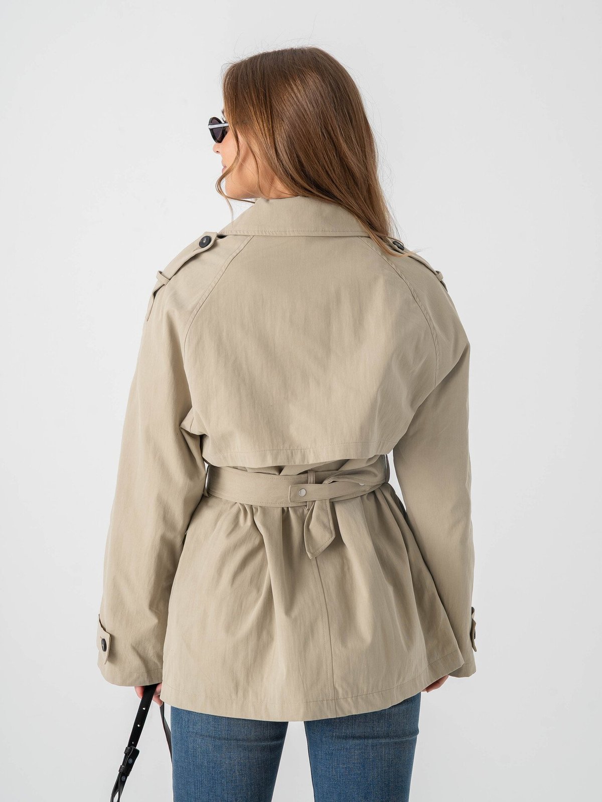 Topshop Brooklyn Belted Mac Coat Pumice Stone