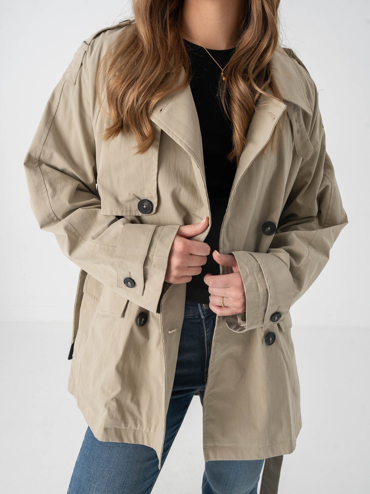 Topshop Brooklyn Belted Mac Coat Pumice Stone