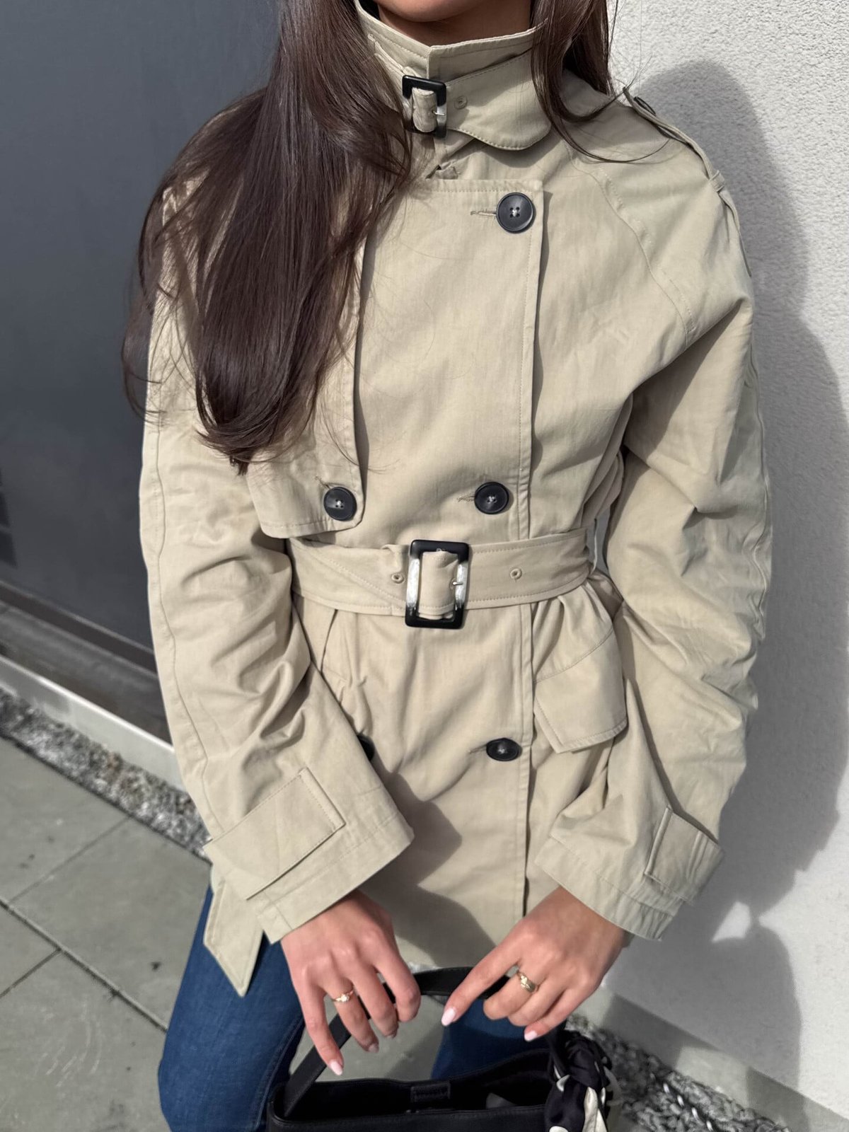 Topshop Brooklyn Belted Mac Coat Pumice Stone