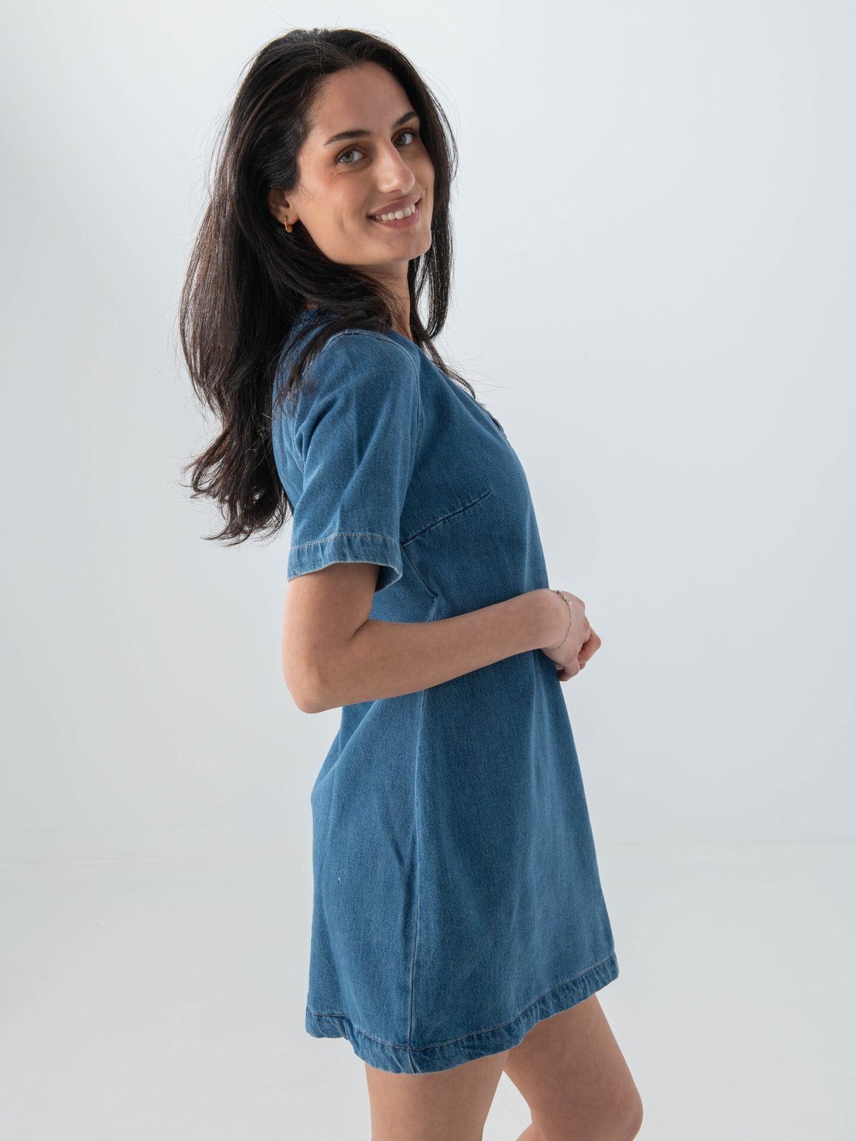 Topshop Sophie Short Sleeve Mini Denim Wrap Dress Medium Blue Denim