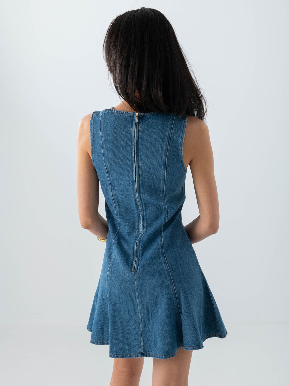 Topshop Lena Short Sleeve Mini Denim Dress Medium Blue Denim