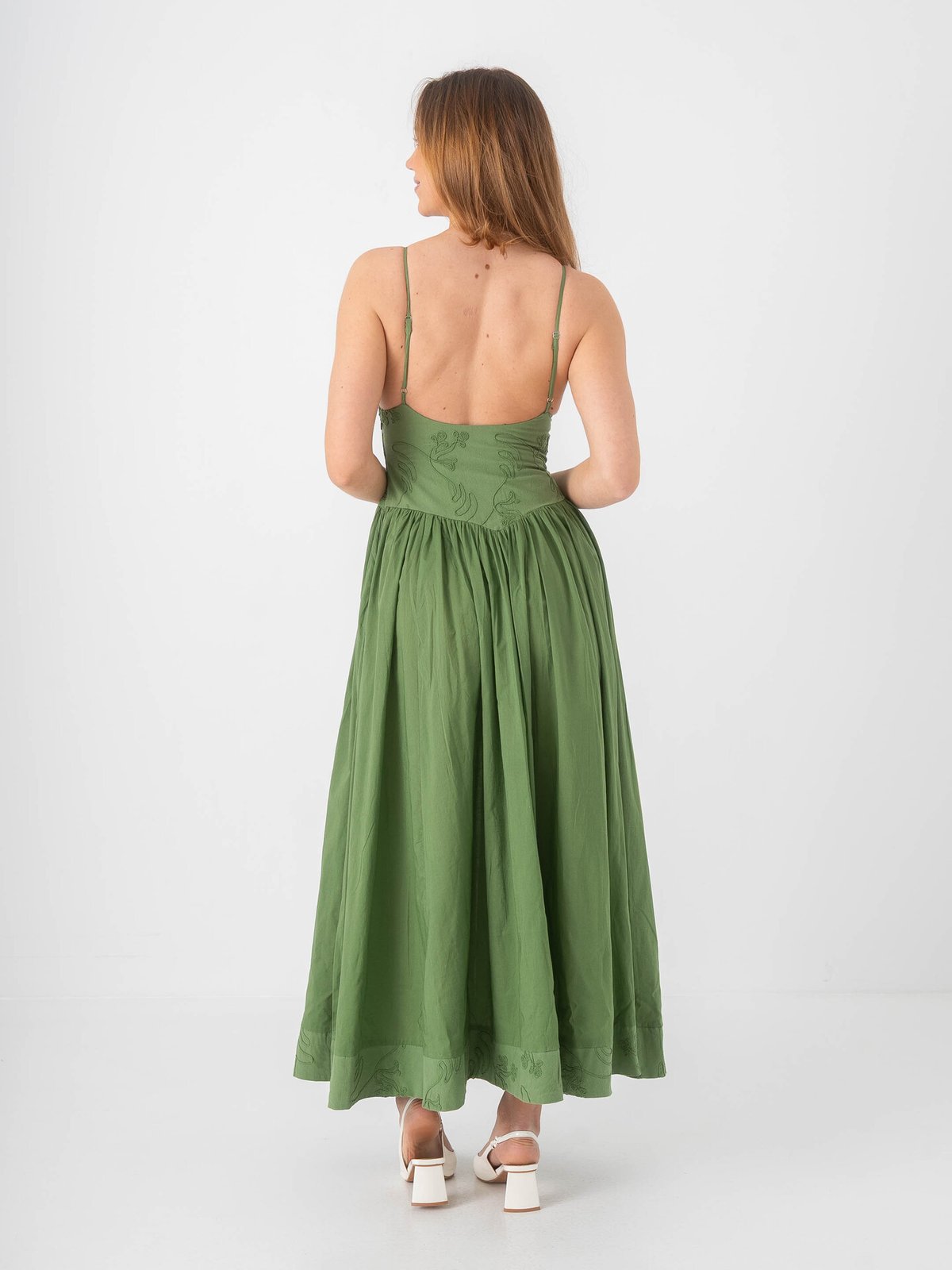 Topshop Julia Short Sleeve Strap Detail Midi Dress Bright Green