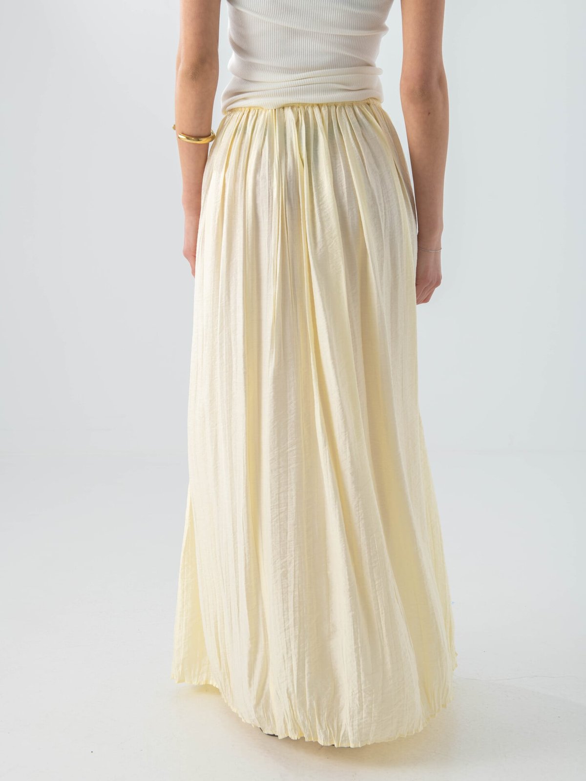 Topshop Thea Highrise Waist Crinkle Maxi Skirt Natural