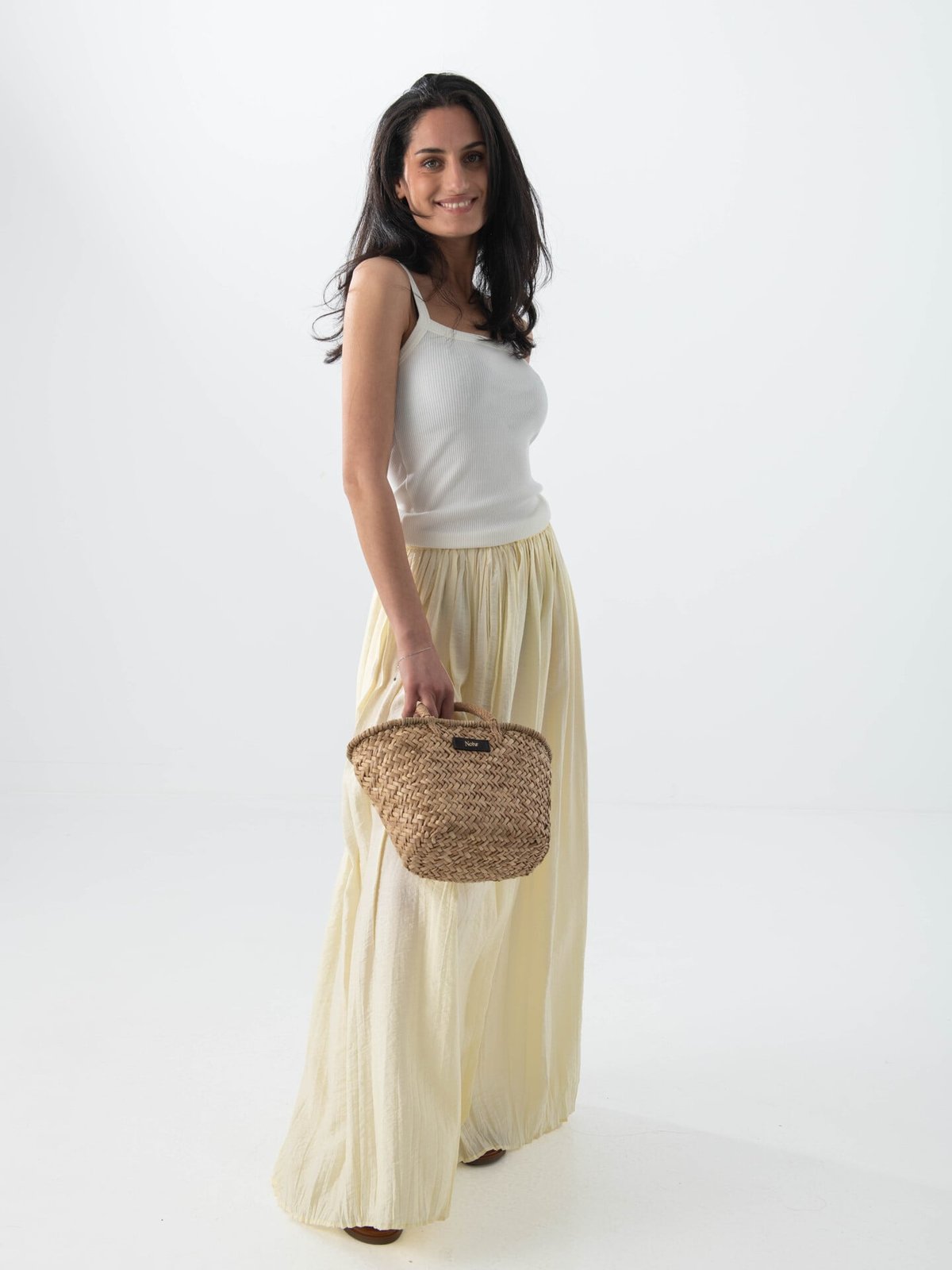 Topshop Thea Highrise Waist Crinkle Maxi Skirt Natural