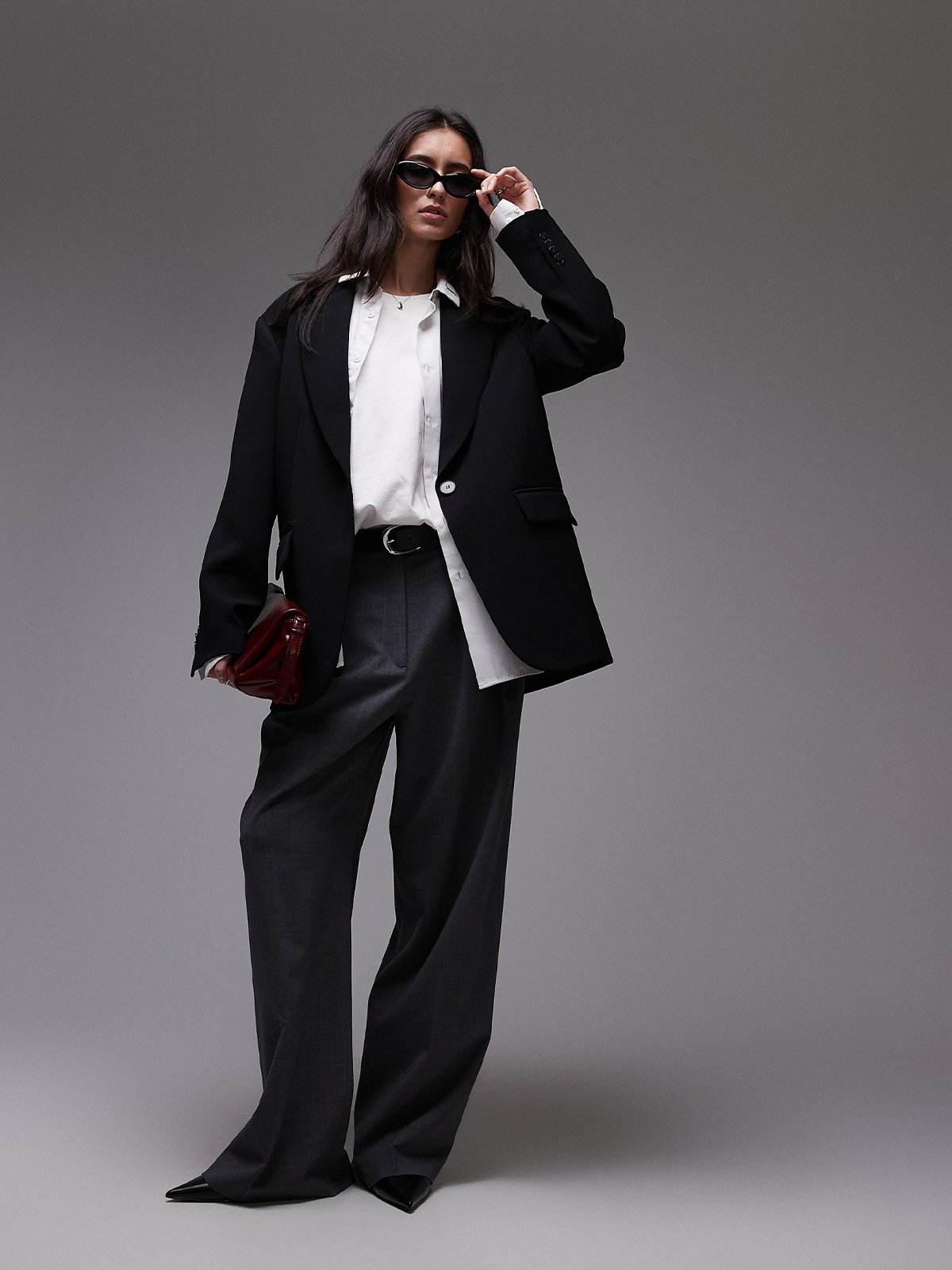 Topshop Louise Oversized Blazer Black