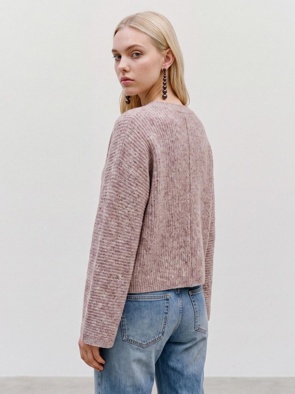 Topshop Rene Long Sleeve Cardigan Oatmeal