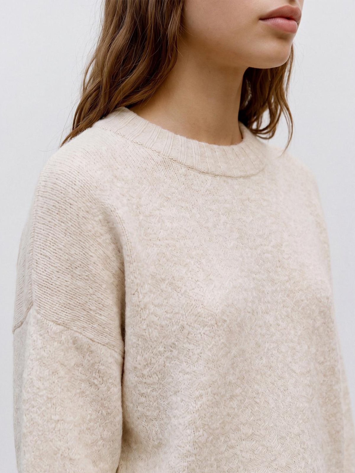Topshop Daisy Long Sleeve Knitted Jumper Birch MELANGE